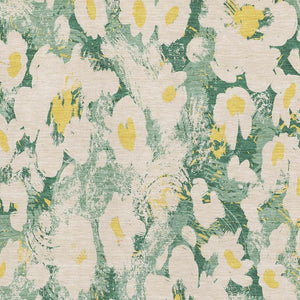 HomeRoots 5' X 8' Floral Area Rug in Green, Yellow & Ivory - Washable, UV Protected, Durable & Stylish Home Accent 648162