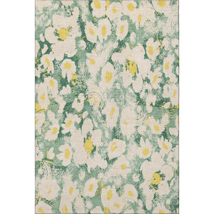 HomeRoots 5' X 8' Floral Area Rug in Green, Yellow & Ivory - Washable, UV Protected, Durable & Stylish Home Accent 648162