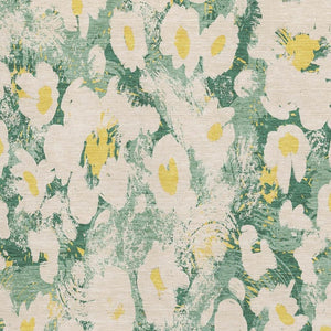 HomeRoots 8' X 10' Washable Floral Area Rug in Green, Yellow & Ivory – UV Protected, Stain Resistant Design 648164