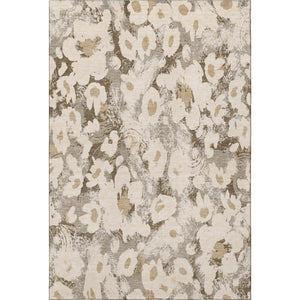 HomeRoots 9' X 12' Khaki Gray Floral Area Rug - Durable, Washable with UV Protection for Busy Homes & Styles 648171