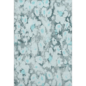 HomeRoots 9' X 12' Floral Area Rug in Teal, Gray & Ivory - Washable, UV Protected for Busy Homes & Style 648177
