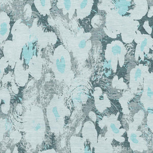 HomeRoots 9' X 12' Floral Area Rug in Teal, Gray & Ivory - Washable, UV Protected for Busy Homes & Style 648177