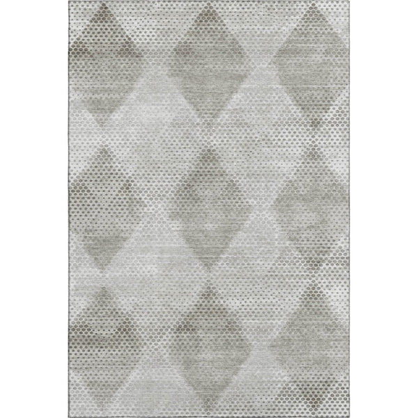 HomeRoots 5' X 8' Gray and Ivory Geometric Area Rug - Washable, UV Protected, Durable for High-Traffic Spaces 648186