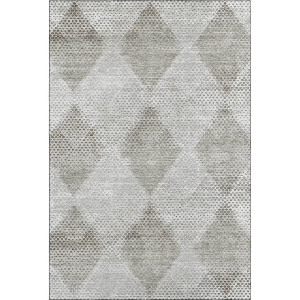 HomeRoots 9' X 12' Gray And Ivory Geometric Area Rug - Washable, Stain Resistant, UV Protected for Modern Homes 648189