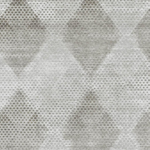 HomeRoots 9' X 12' Gray And Ivory Geometric Area Rug - Washable, Stain Resistant, UV Protected for Modern Homes 648189