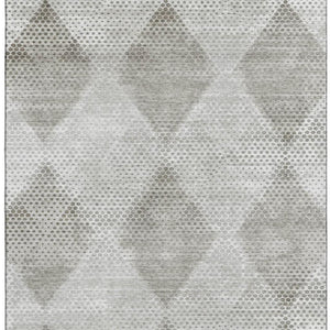 HomeRoots 10' X 14' Gray And Ivory Geometric Area Rug - Washable, UV Protected, Stain Resistant & Modern Design 648190