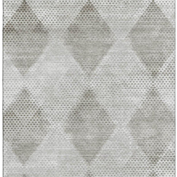 HomeRoots 10' X 14' Gray And Ivory Geometric Area Rug - Washable, UV Protected, Stain Resistant & Modern Design 648190