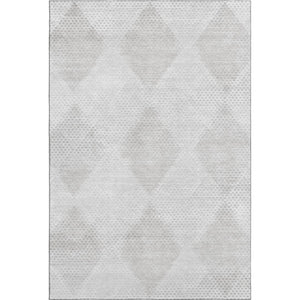 HomeRoots 8' X 10' Stylish Ivory & Silver Geometric Washable Area Rug with UV Protection for High-Traffic Spaces 648194