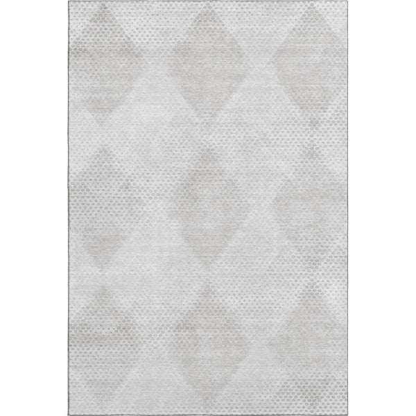 HomeRoots 8' X 10' Stylish Ivory & Silver Geometric Washable Area Rug with UV Protection for High-Traffic Spaces 648194
