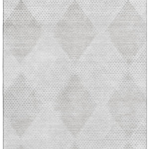 HomeRoots 8' X 10' Stylish Ivory & Silver Geometric Washable Area Rug with UV Protection for High-Traffic Spaces 648194