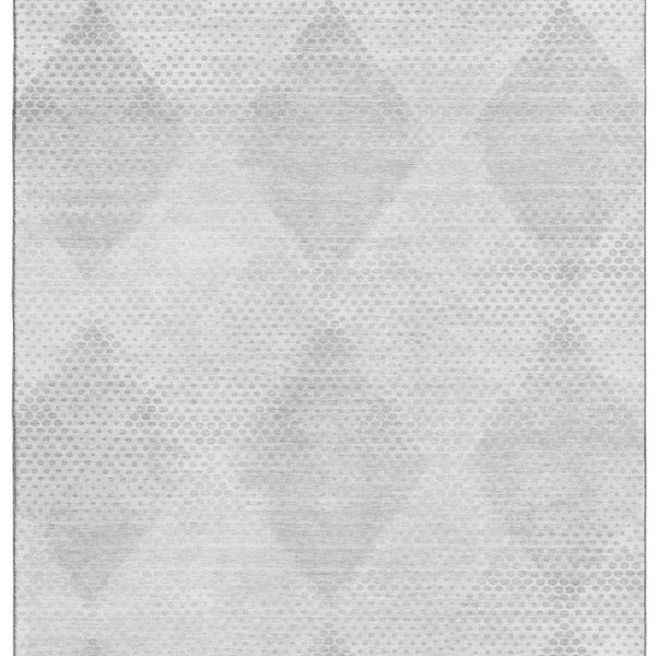 HomeRoots 8' X 10' Stylish Ivory & Silver Geometric Washable Area Rug with UV Protection for High-Traffic Spaces 648194