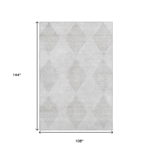 HomeRoots 9' X 12' Ivory & Silver Washable Area Rug with UV Protection – Durable, Stylish, and Pet-Friendly Design 648195