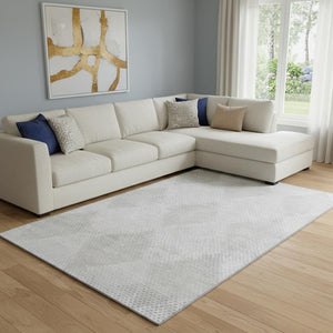 HomeRoots 9' X 12' Ivory & Silver Washable Area Rug with UV Protection – Durable, Stylish, and Pet-Friendly Design 648195