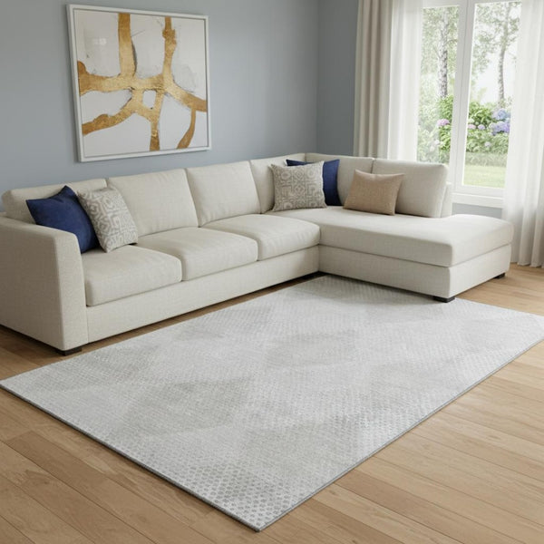 HomeRoots 9' X 12' Ivory & Silver Washable Area Rug with UV Protection – Durable, Stylish, and Pet-Friendly Design 648195