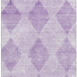 HomeRoots 5' X 8' Stylish Lavender & Ivory Geometric Washable Area Rug with UV Protection for Homes & Pets 648198