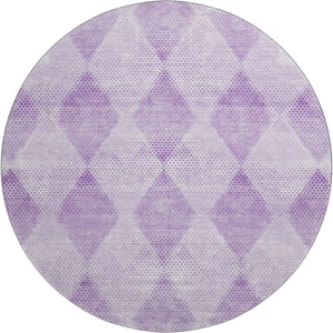 HomeRoots 8' Lavender and Ivory Geometric Round Rug - Washable, UV Protected, Durable for Busy Homes 648199