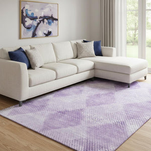 HomeRoots 8' X 10' Stylish Lavender & Ivory Geometric Washable Area Rug with UV Protection for Durability & Charm 648200