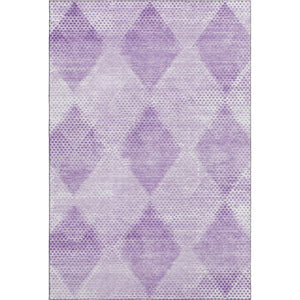 HomeRoots 8' X 10' Stylish Lavender & Ivory Geometric Washable Area Rug with UV Protection for Durability & Charm 648200