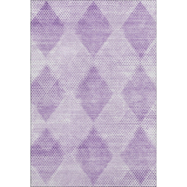 HomeRoots 8' X 10' Stylish Lavender & Ivory Geometric Washable Area Rug with UV Protection for Durability & Charm 648200