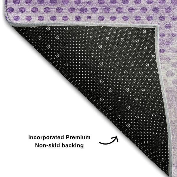 HomeRoots 8' X 10' Stylish Lavender & Ivory Geometric Washable Area Rug with UV Protection for Durability & Charm 648200