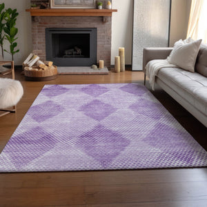 HomeRoots 8' X 10' Stylish Lavender & Ivory Geometric Washable Area Rug with UV Protection for Durability & Charm 648200