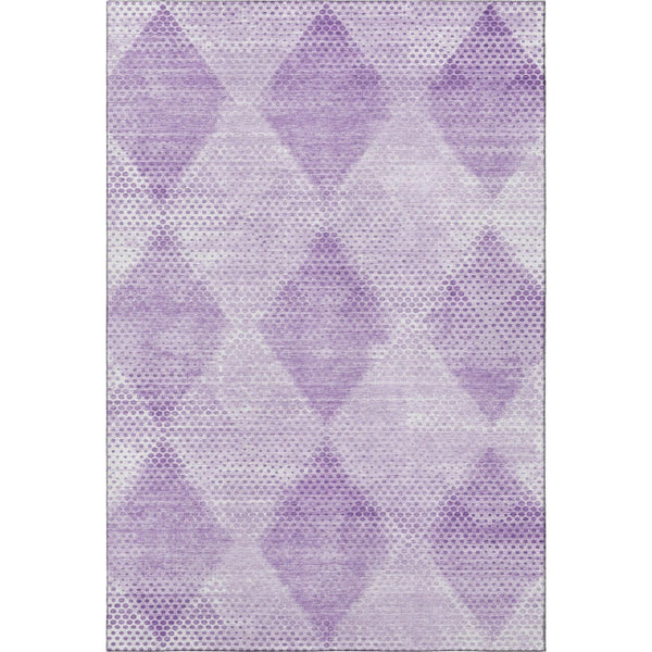 HomeRoots 8' X 10' Stylish Lavender & Ivory Geometric Washable Area Rug with UV Protection for Durability & Charm 648200