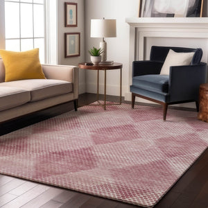 HomeRoots 5' X 8' Merlot And Ivory Geometric Washable Area Rug – Stain-Resistant, UV-Protected & Stylish! 648204