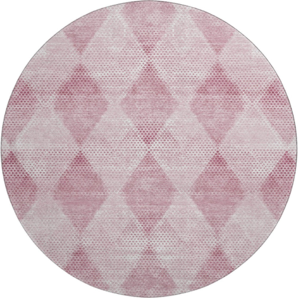 HomeRoots 8' Merlot and Ivory Geometric Round Rug - Stylish, Stain-Resistant & UV Protected for Any Space 648205
