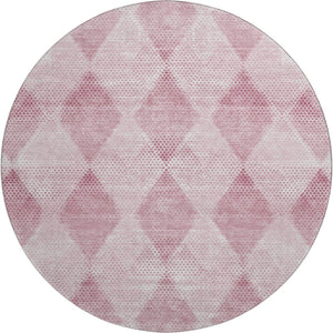 HomeRoots 8' Merlot and Ivory Geometric Round Rug - Stylish, Stain-Resistant & UV Protected for Any Space 648205
