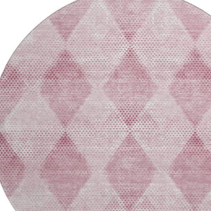 HomeRoots 8' Merlot and Ivory Geometric Round Rug - Stylish, Stain-Resistant & UV Protected for Any Space 648205