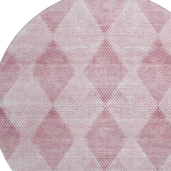 HomeRoots 8' Merlot and Ivory Geometric Round Rug - Stylish, Stain-Resistant & UV Protected for Any Space 648205