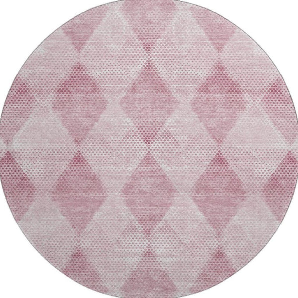 HomeRoots 8' Merlot and Ivory Geometric Round Rug - Stylish, Stain-Resistant & UV Protected for Any Space 648205