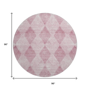 HomeRoots 8' Merlot and Ivory Geometric Round Rug - Stylish, Stain-Resistant & UV Protected for Any Space 648205