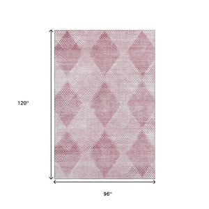HomeRoots 8' X 10' Merlot & Ivory Geometric Washable Area Rug - Durable, UV-Protected, Easy-Care Design for Homes 648206