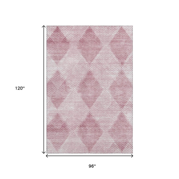 HomeRoots 8' X 10' Merlot & Ivory Geometric Washable Area Rug - Durable, UV-Protected, Easy-Care Design for Homes 648206