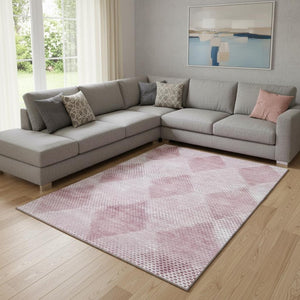 HomeRoots 8' X 10' Merlot & Ivory Geometric Washable Area Rug - Durable, UV-Protected, Easy-Care Design for Homes 648206