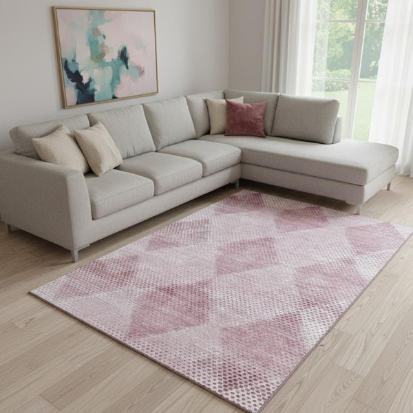 HomeRoots 9' X 12' Merlot & Ivory Geometric Washable Area Rug - UV Protected, Stain Resistant for Modern Spaces 648207
