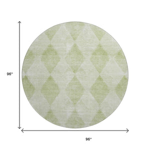 HomeRoots 8' Mint Green & Ivory Geometric Washable Round Rug - Stylish, Durable, UV-Protected for Active Homes 648211