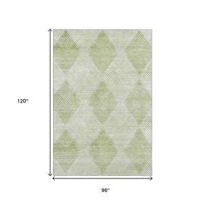 HomeRoots 8' X 10' Mint Green & Ivory Geometric Area Rug - Washable, UV Protected, Perfect for Kids & Pets! 648212