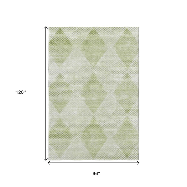 HomeRoots 8' X 10' Mint Green & Ivory Geometric Area Rug - Washable, UV Protected, Perfect for Kids & Pets! 648212