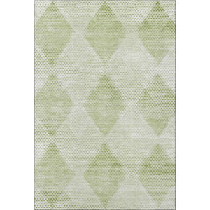 HomeRoots 9' X 12' Mint Green Geometric Area Rug - Durable, Washable, UV Protected for High-Traffic Spaces 648213