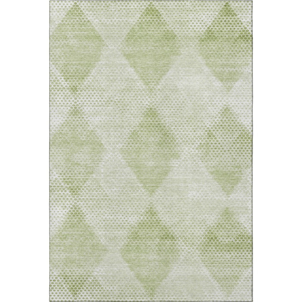 HomeRoots 9' X 12' Mint Green Geometric Area Rug - Durable, Washable, UV Protected for High-Traffic Spaces 648213