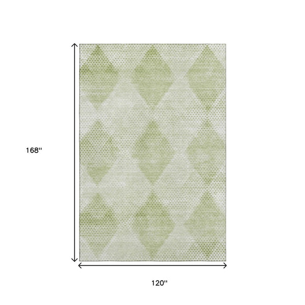 HomeRoots 10' X 14' Mint Green & Ivory Washable Area Rug - UV Protected, Stain Resistant for Busy Homes 648214