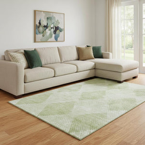 HomeRoots 10' X 14' Mint Green & Ivory Washable Area Rug - UV Protected, Stain Resistant for Busy Homes 648214