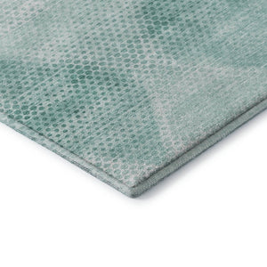 HomeRoots 8' Teal and Ivory Geometric Round Rug - Washable, UV-Protected, Stylish for Indoor & Outdoor Spaces 648217