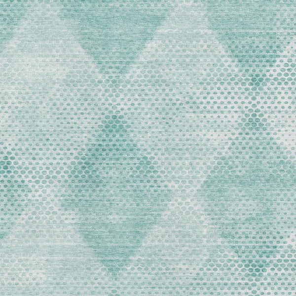 HomeRoots 9' X 12' Teal and Ivory Geometric Area Rug – Washable, UV-Protected, Perfect for Modern Homes! 648219