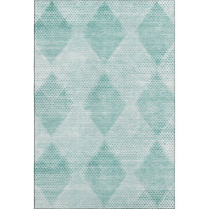 HomeRoots 10' X 14' Teal and Ivory Geometric Area Rug - Stylish, Washable, UV-Protected, Perfect for High-Traffic Spaces 648220