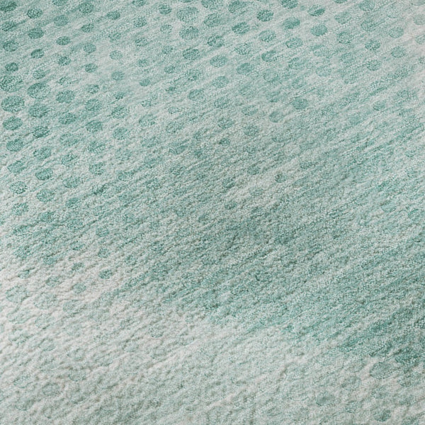 HomeRoots 10' X 14' Teal and Ivory Geometric Area Rug - Stylish, Washable, UV-Protected, Perfect for High-Traffic Spaces 648220