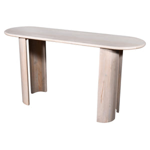 English Elm Living Oval Mango Wood Console Table 58"L x18"W x30"H — White Oak Finish, Durable Elegant Entryway Piece B2741S00233