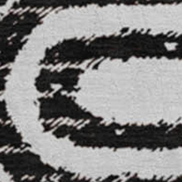 HomeRoots 8' Black And Ivory Geometric Round Rug - Washable, UV-Protected, Modern Design for High-Traffic Areas 648223
